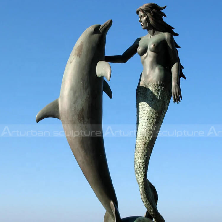 mermaid and dolphin statue