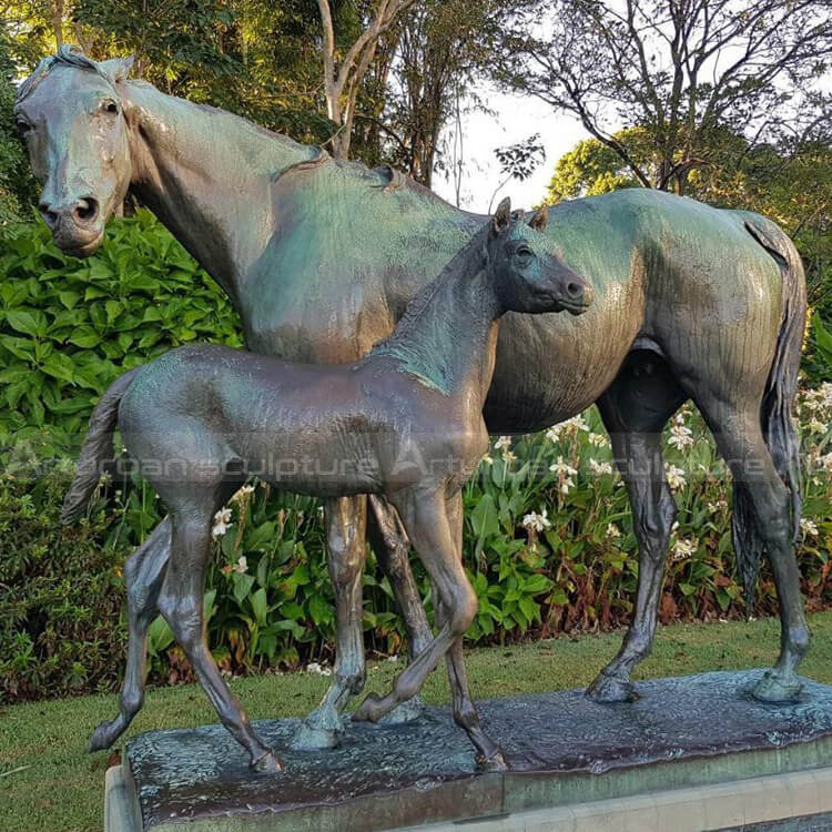 mare and foal bronze sculpture