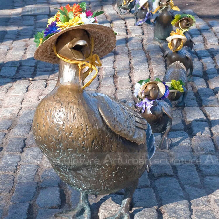 mother duck and ducklings garden ornaments