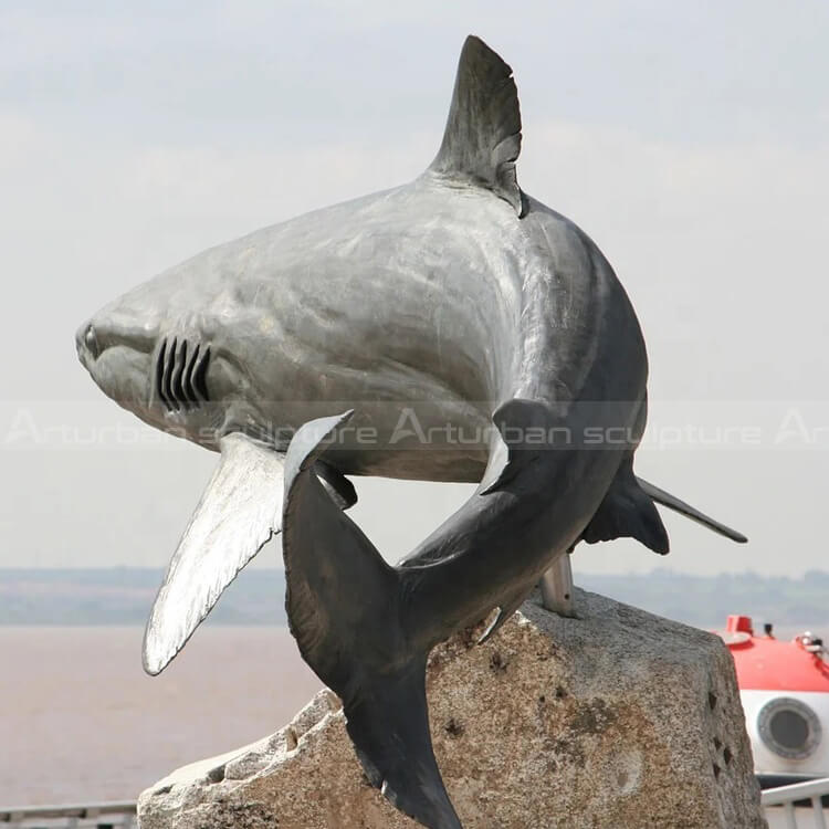 outdoor shark statue