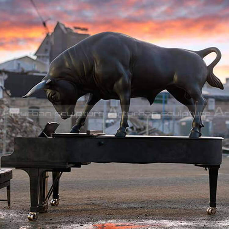 bull on piano statue