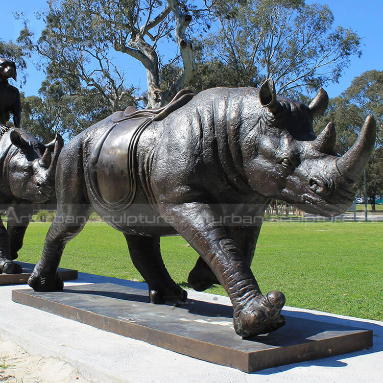 leather rhino statue
