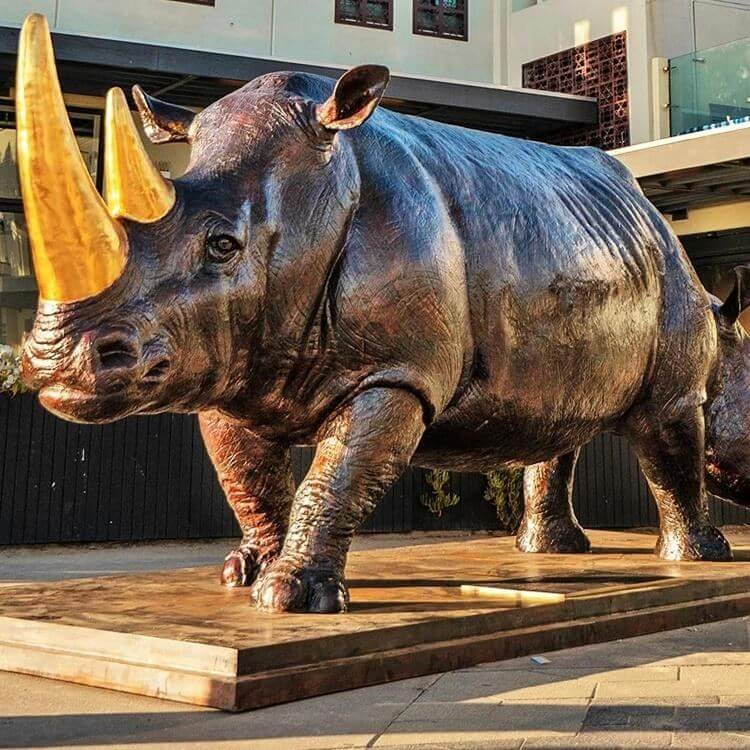 bronze rhino sculpture