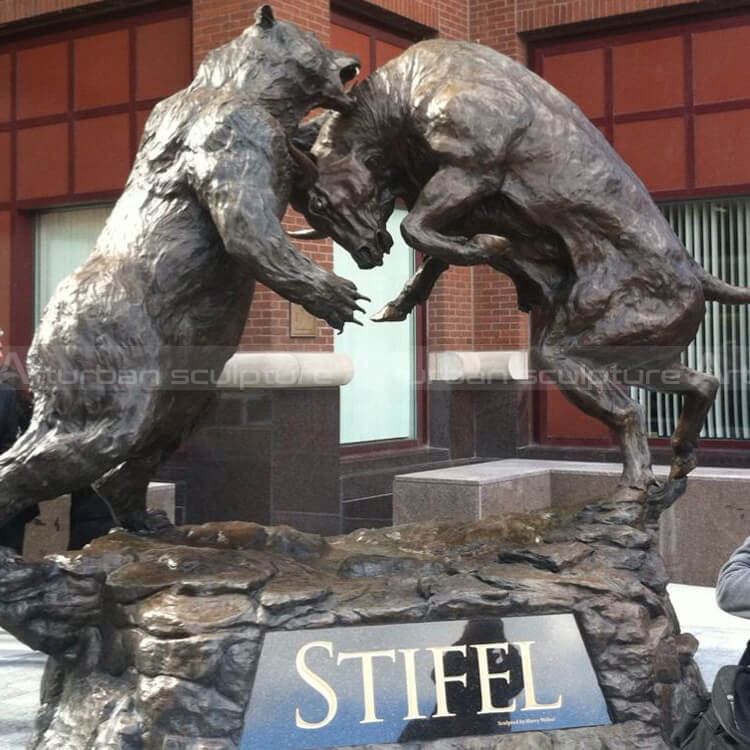 bull and bear fighting statue