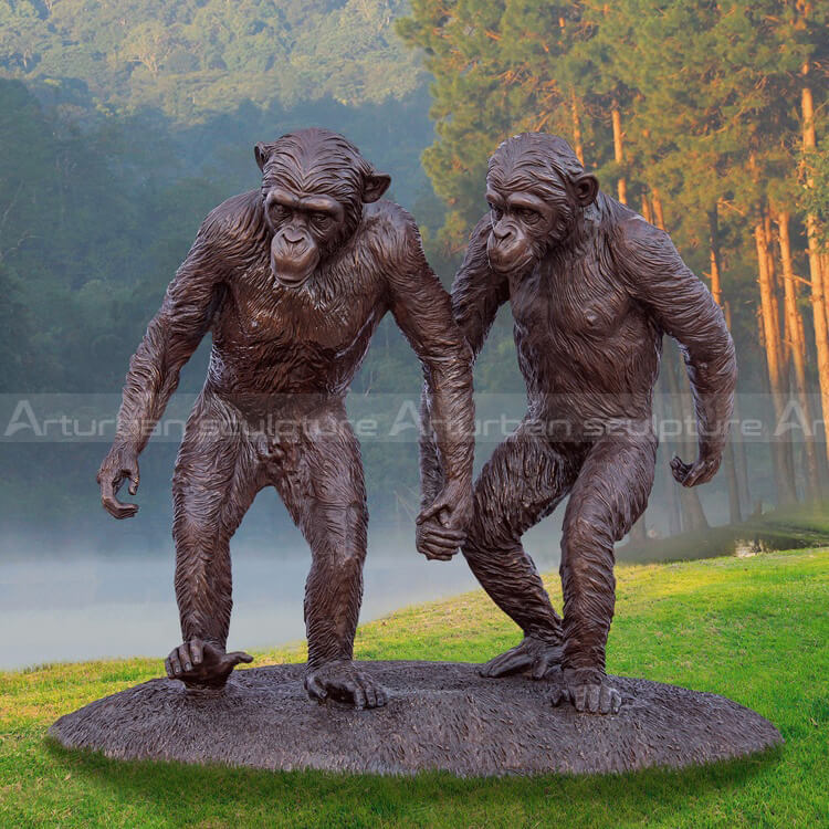 monkey bronze garden statue