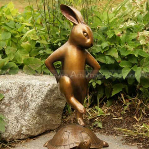 rabbit and turtle statue