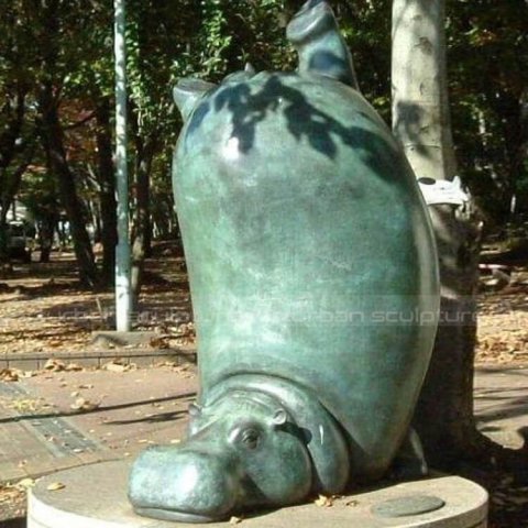 blue hippo sculpture
