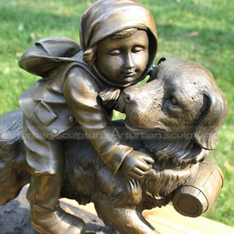 Boy And Dog Statue