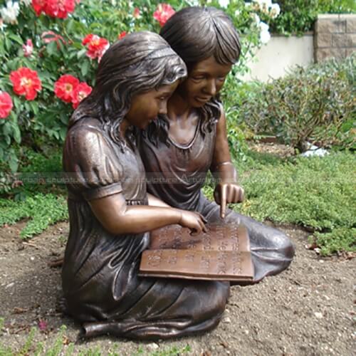 Little Girl Reading Book Statue