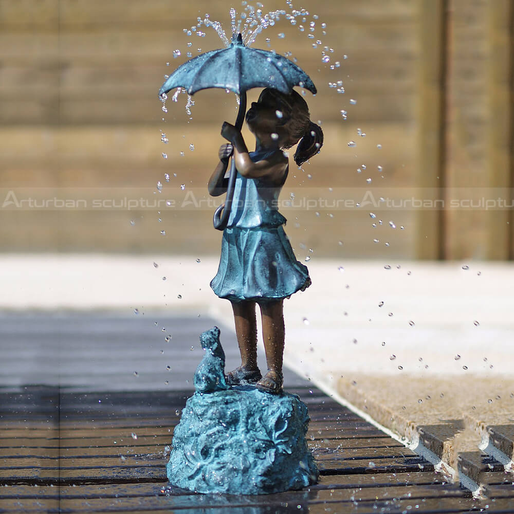 girl with umbrella fountain