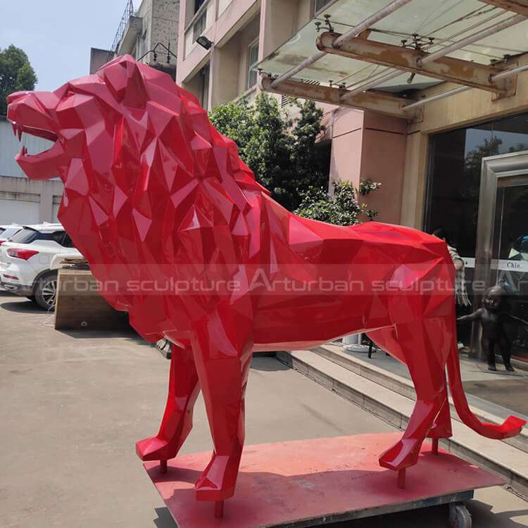 geometric lion sculpture