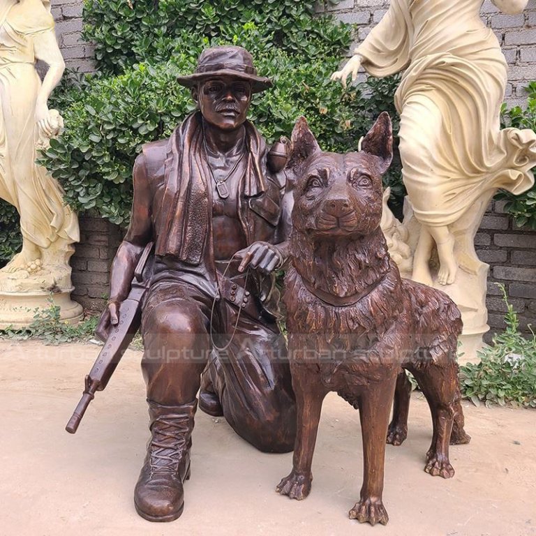 Soldier And Dog Statue