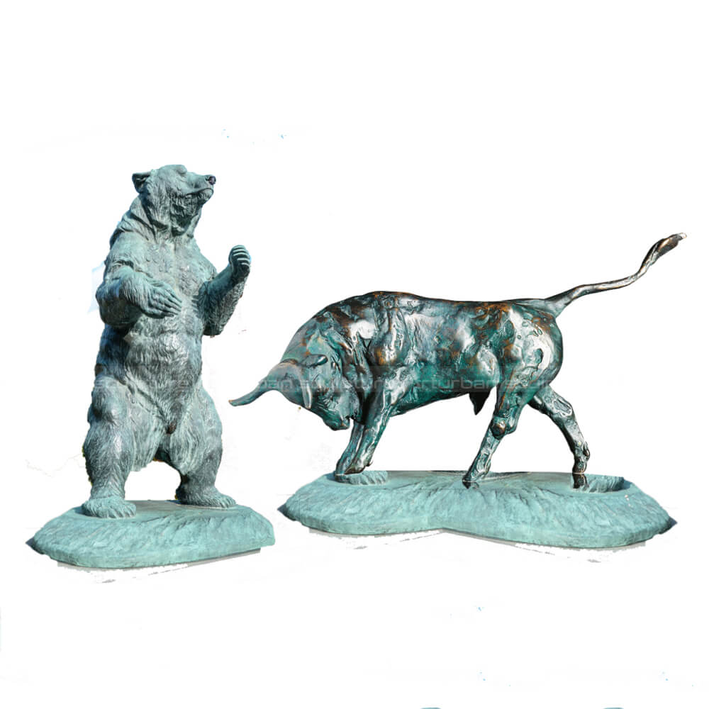 bull and bear bronze sculpture