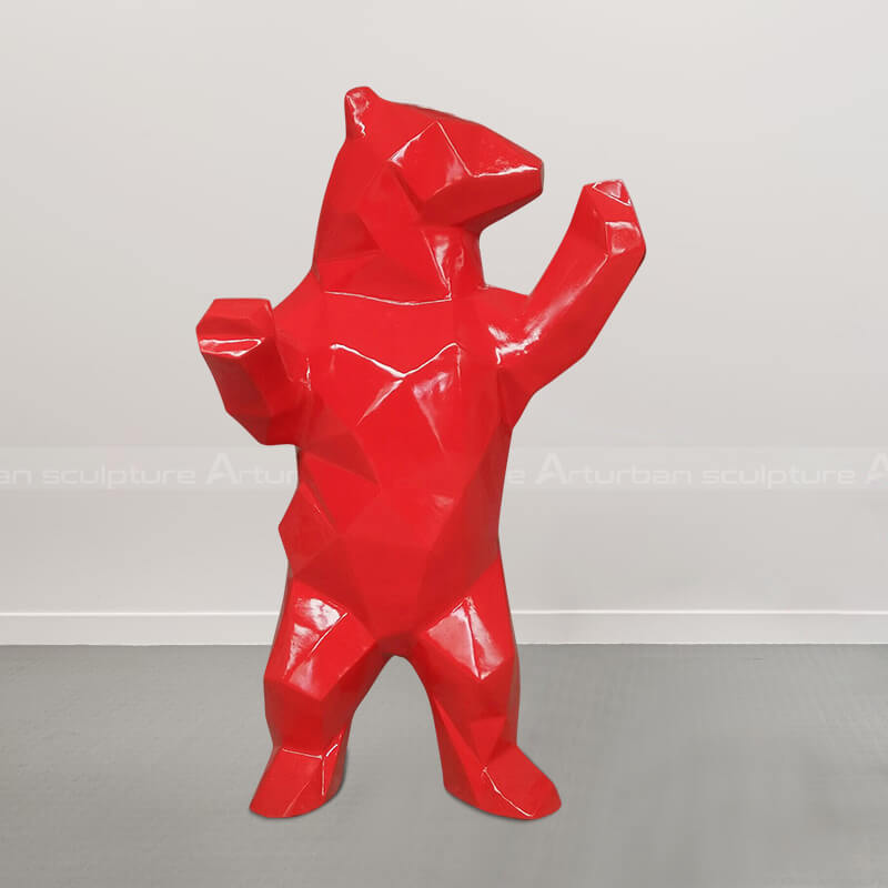 geometric bear red sculpture