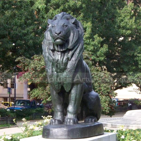 lion statue at front door