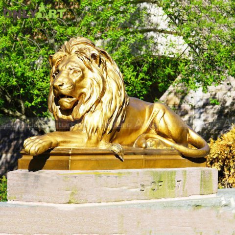 large gold lion statue