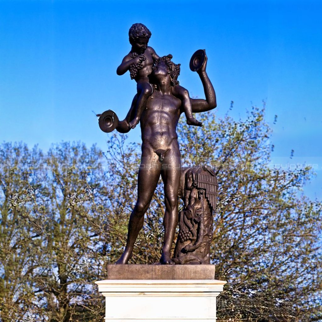 Bronze Satyr Statue, Satyr With Dionysus as Child