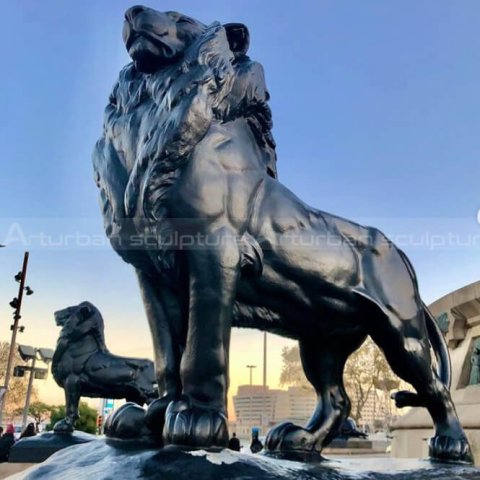 black lion statue outdoor