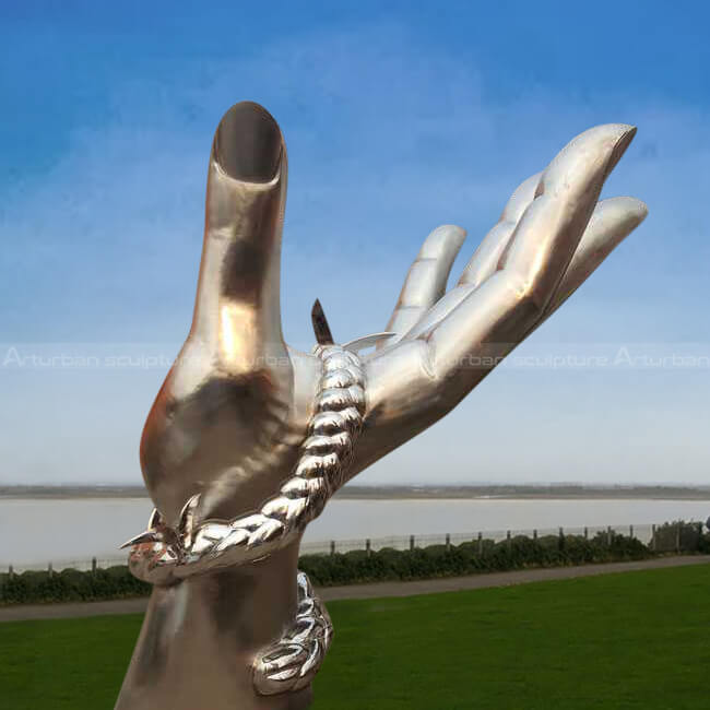 big hand sculpture