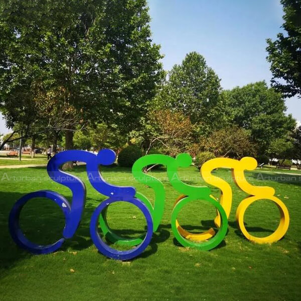 Abstract Cyclist Statue