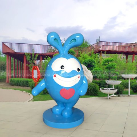 blue rabbit statue