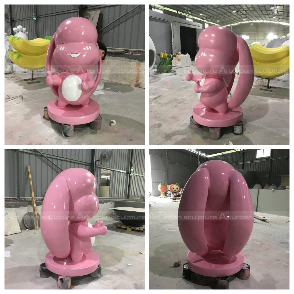 pink rabbit statue