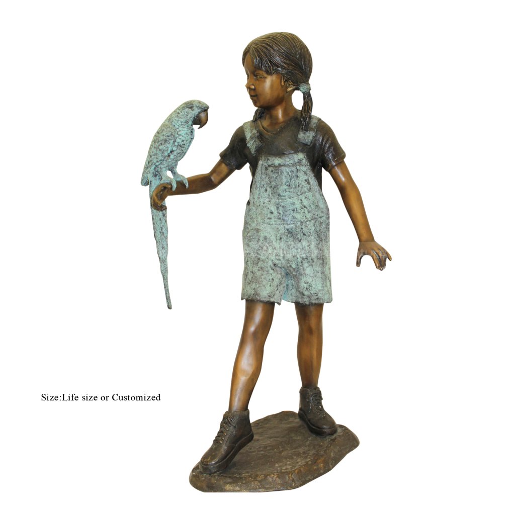 girl with parrot statue