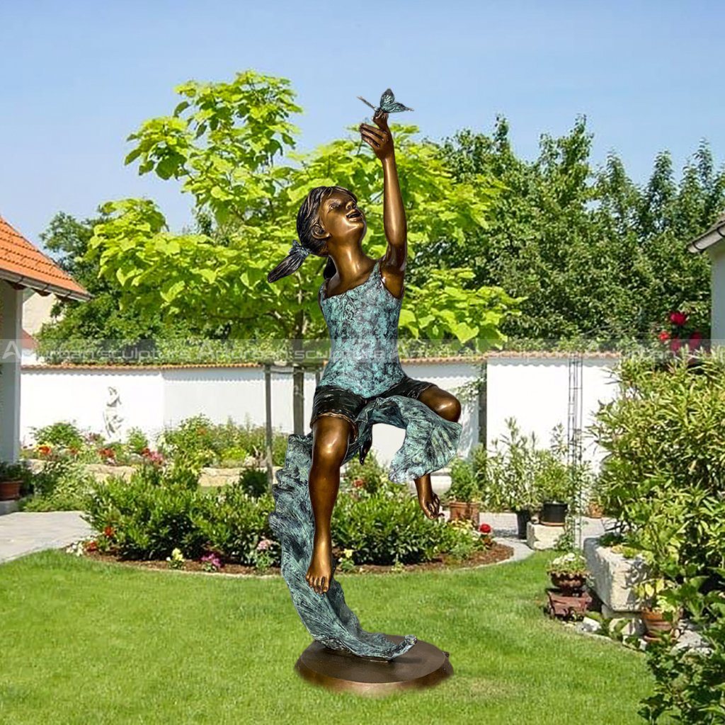 girl with butterfly sculpture