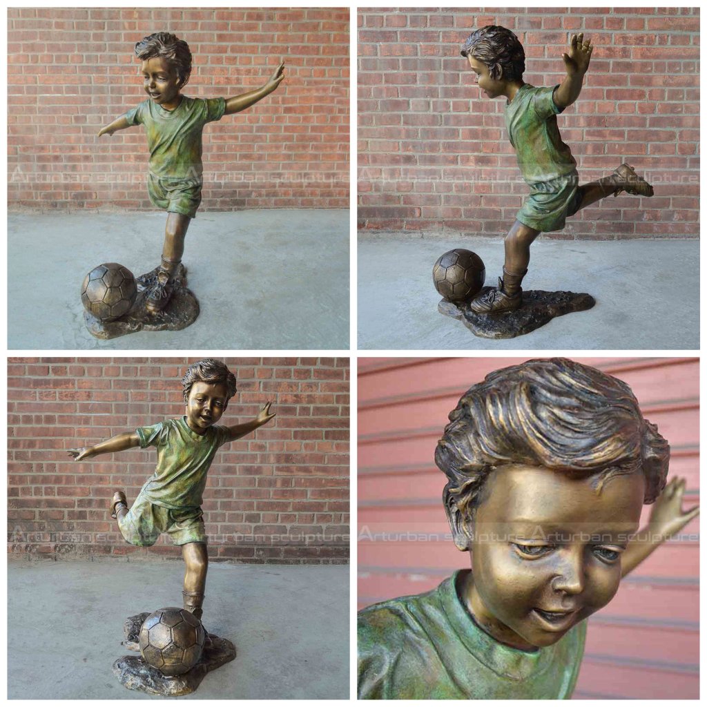 boy with football statue