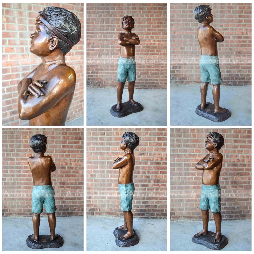 swimming boy statues