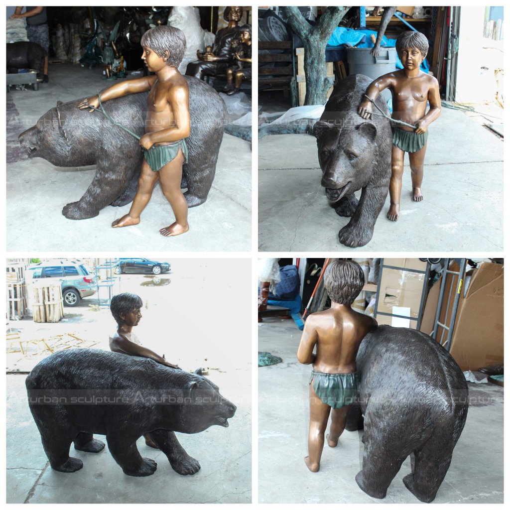 boy and bear sculpture