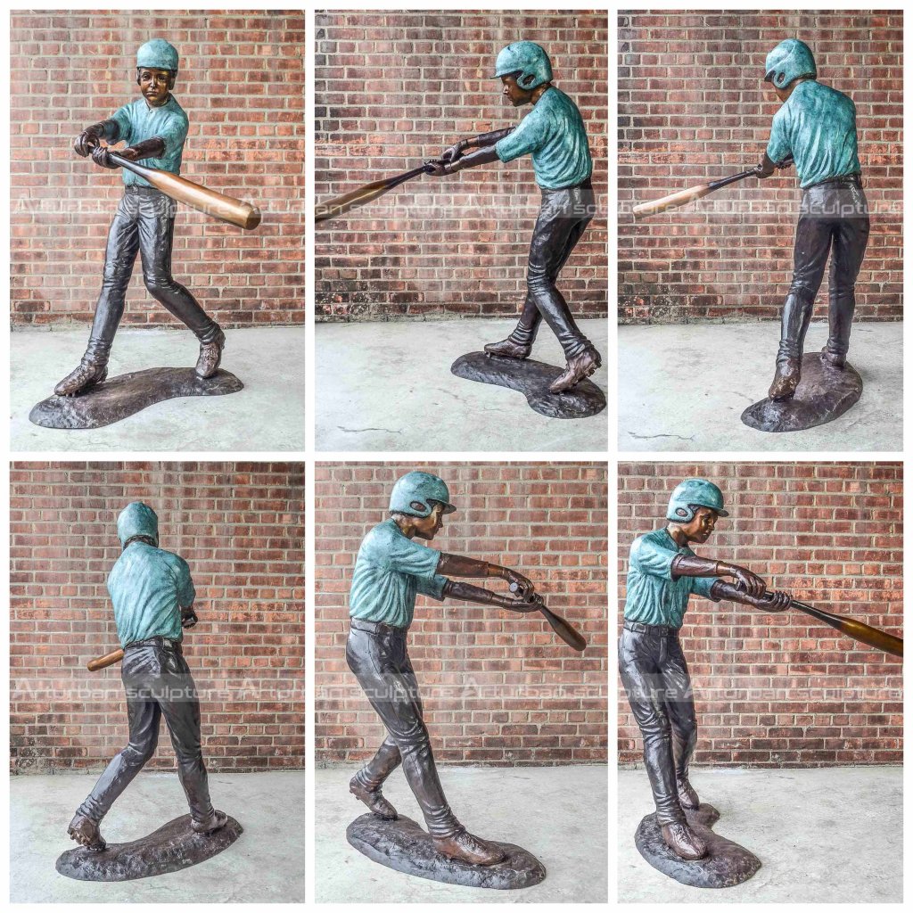 boy playing baseball statue