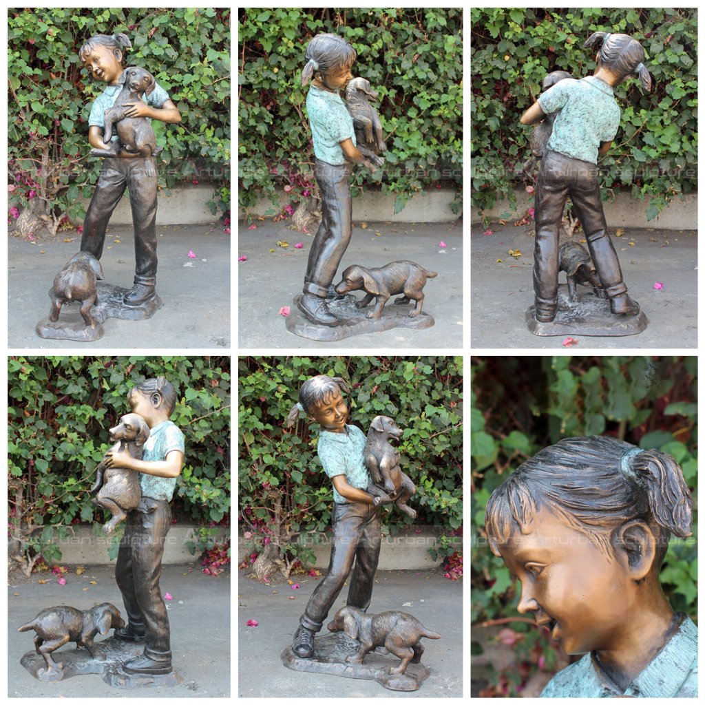 girl with dog sculpture
