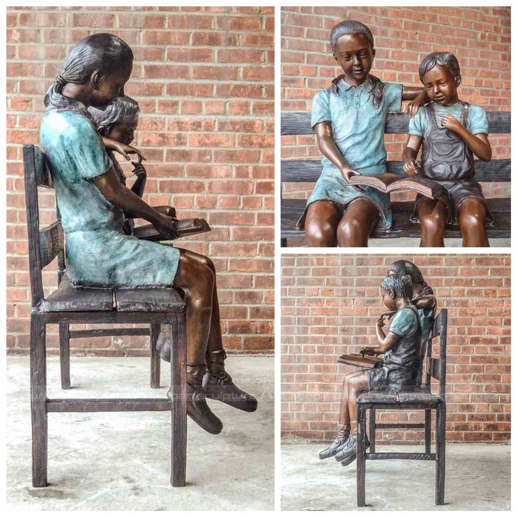 reading kid statue
