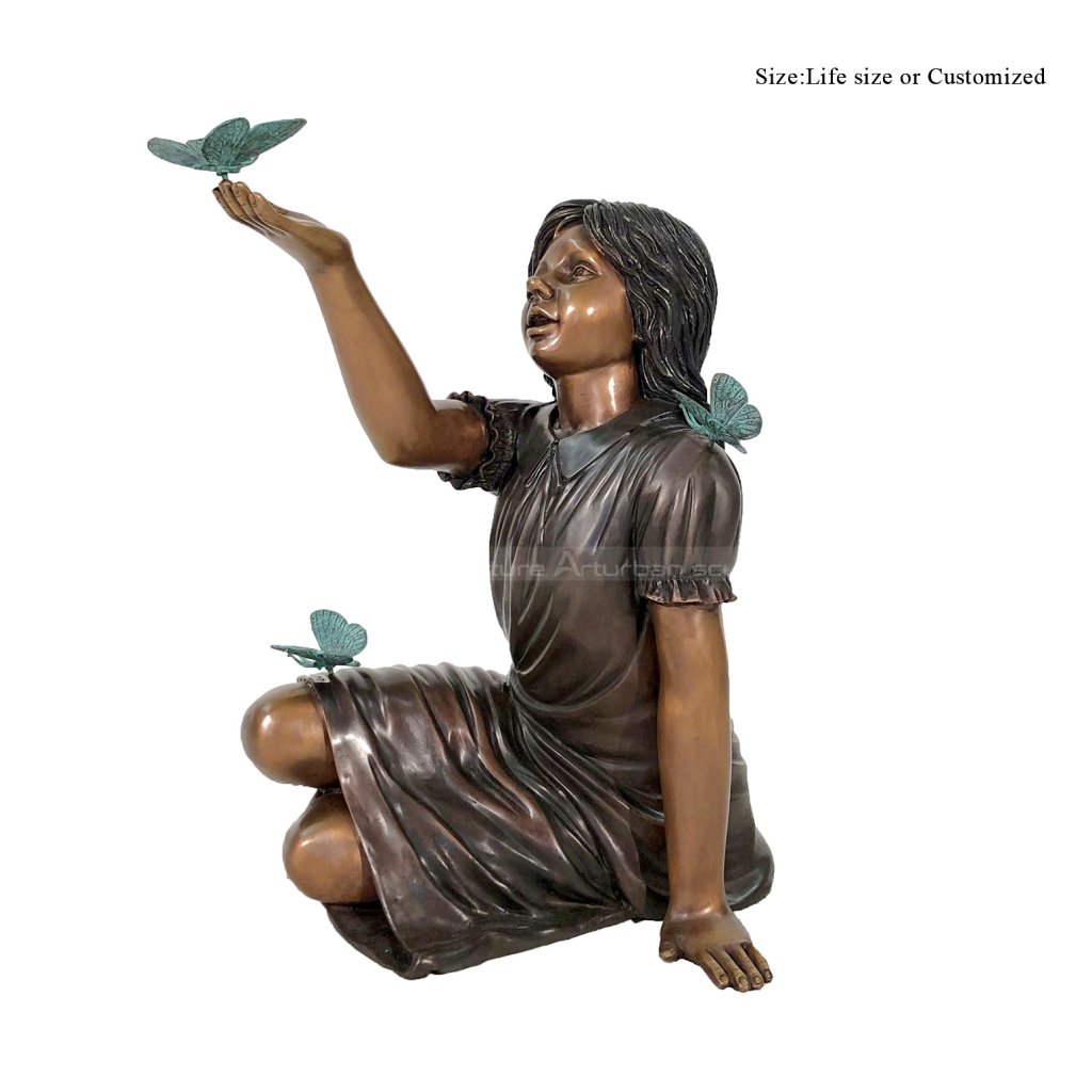 girl with butterfly garden statue