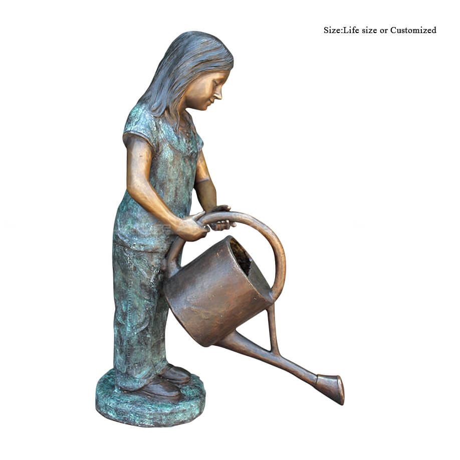 girl with watering can sculpture