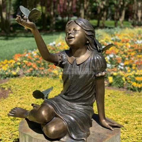 girl with butterfly garden statue