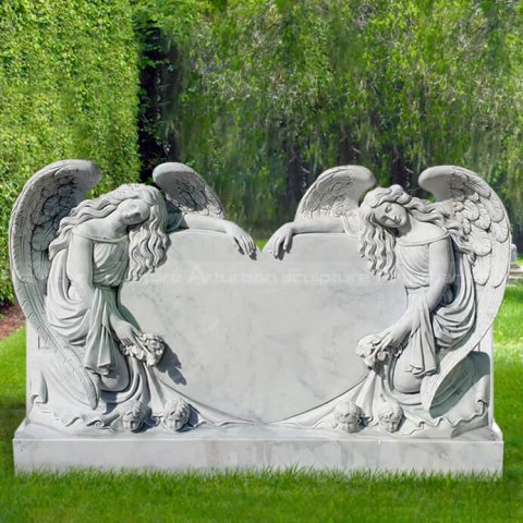 cemetery headstones with angels