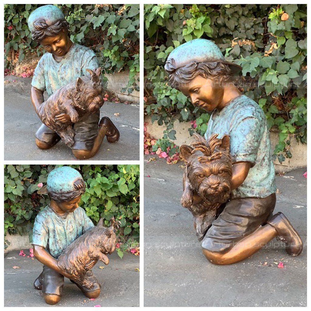 boy and dog sculpture
