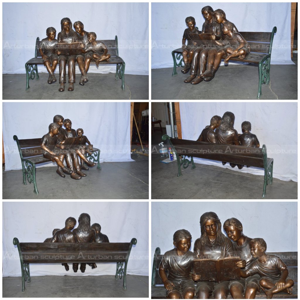mother and child reading sculpture