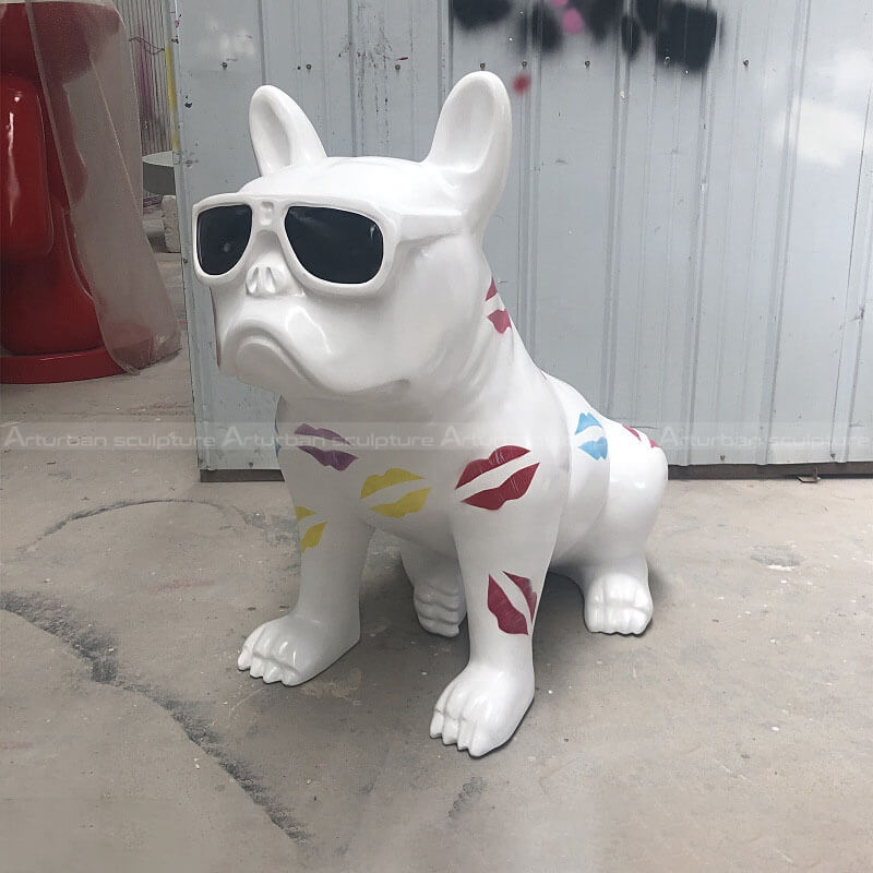 painted french bulldog statue
