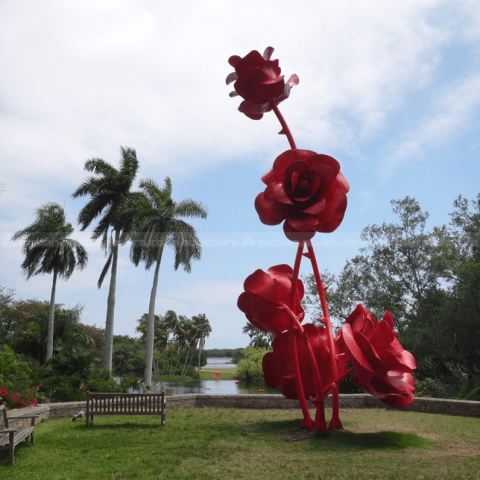 red rose sculpture