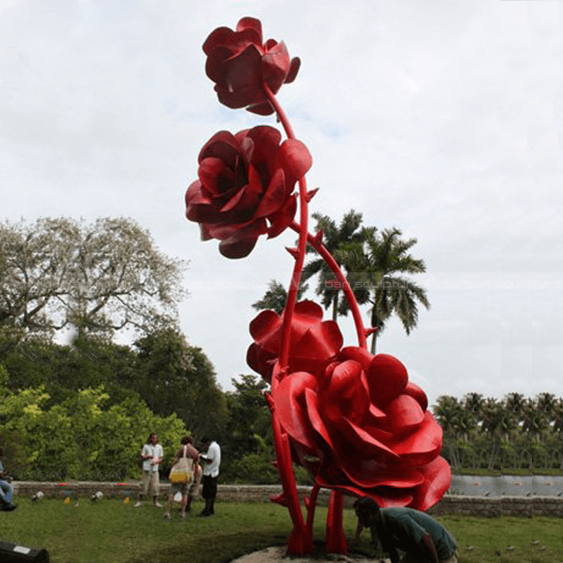 red rose sculpture