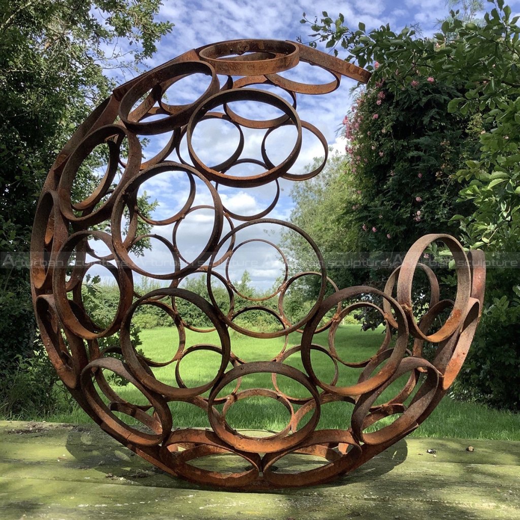 rusted steel garden sculpture