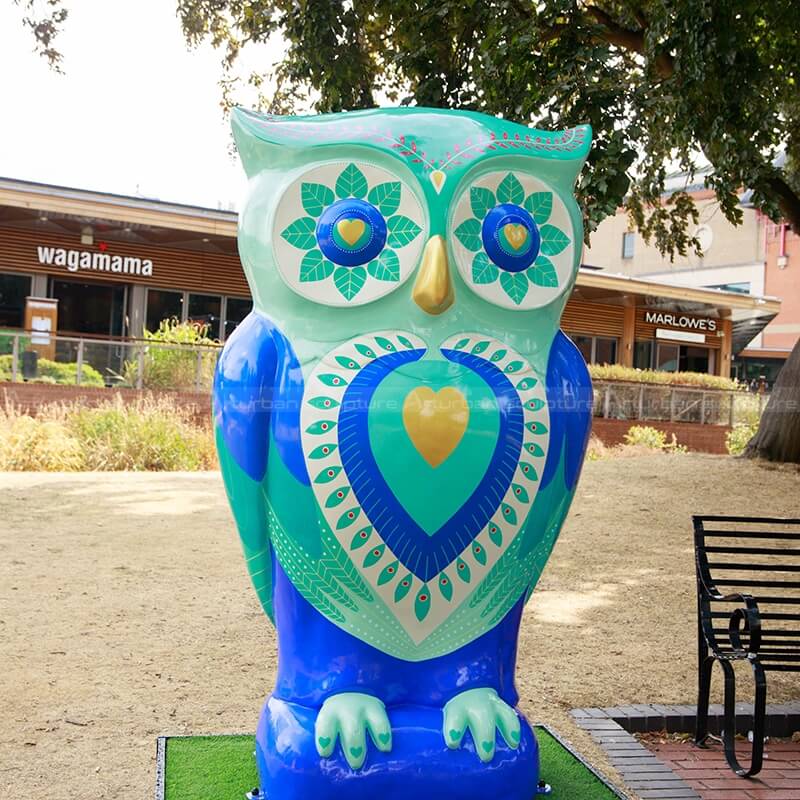 painted owl statue