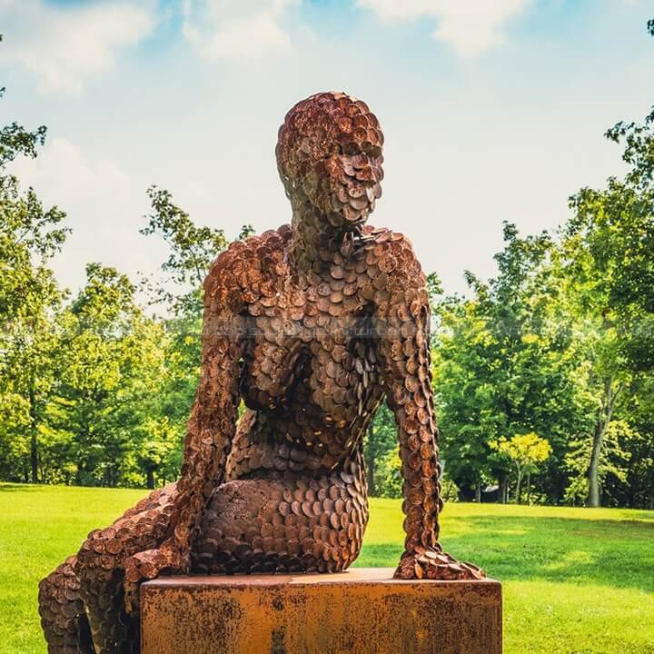 weathered steel garden sculpture