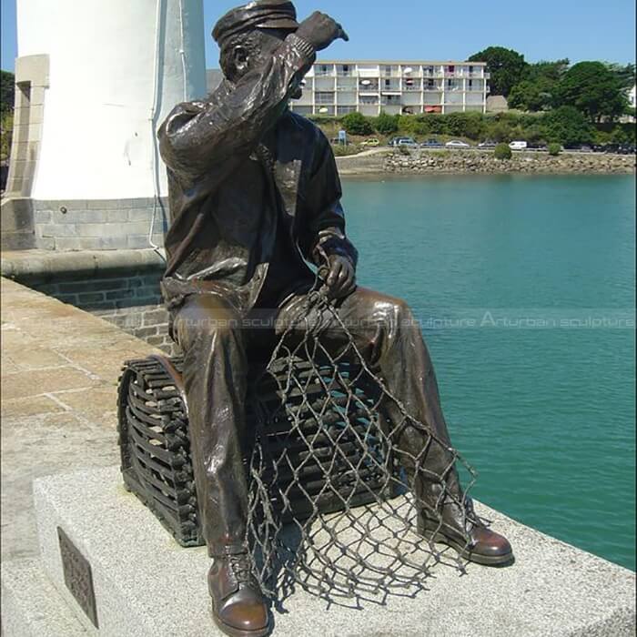 outdoor fisherman statue