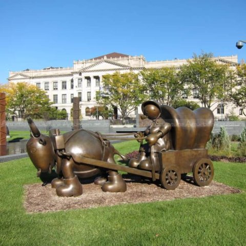 covered wagon statue