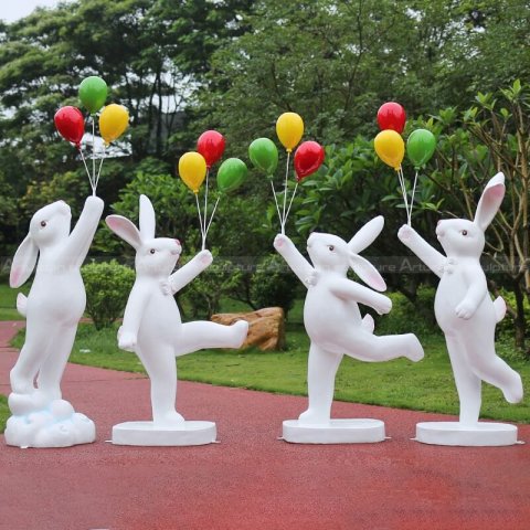 white rabbit garden statue