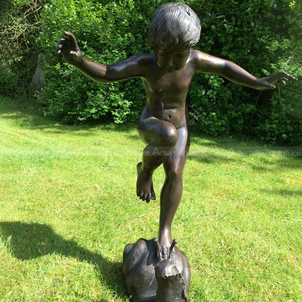 boy and snail statue
